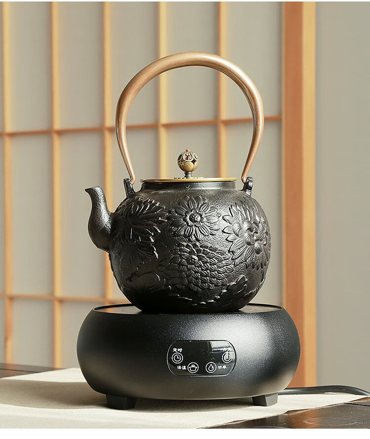 生铁壶煮茶器日本工艺茶壶烧水壶泡茶壶手工铸铁茶壶套装茶具富贵长寿