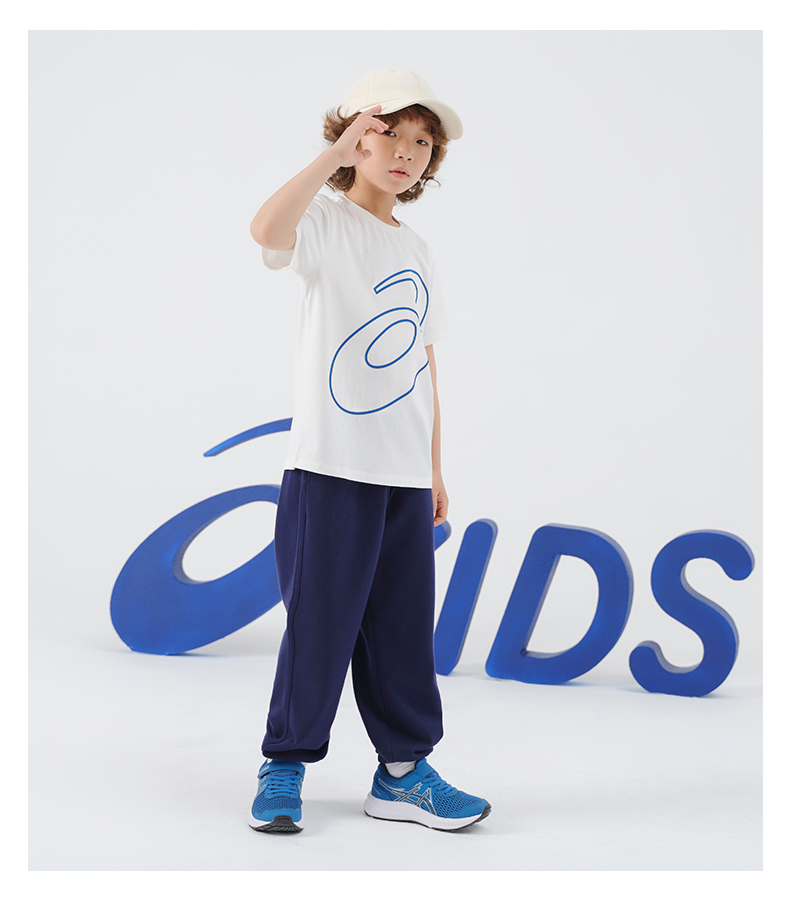 asics亚瑟士童装22春夏新款男女童潮童吸汗纯棉薄款宽松短袖t恤0601