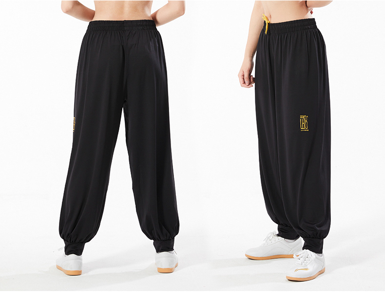 李宁太极裤女春秋冬季运动裤男武术训练裤宽松灯笼裤太极服练功裤