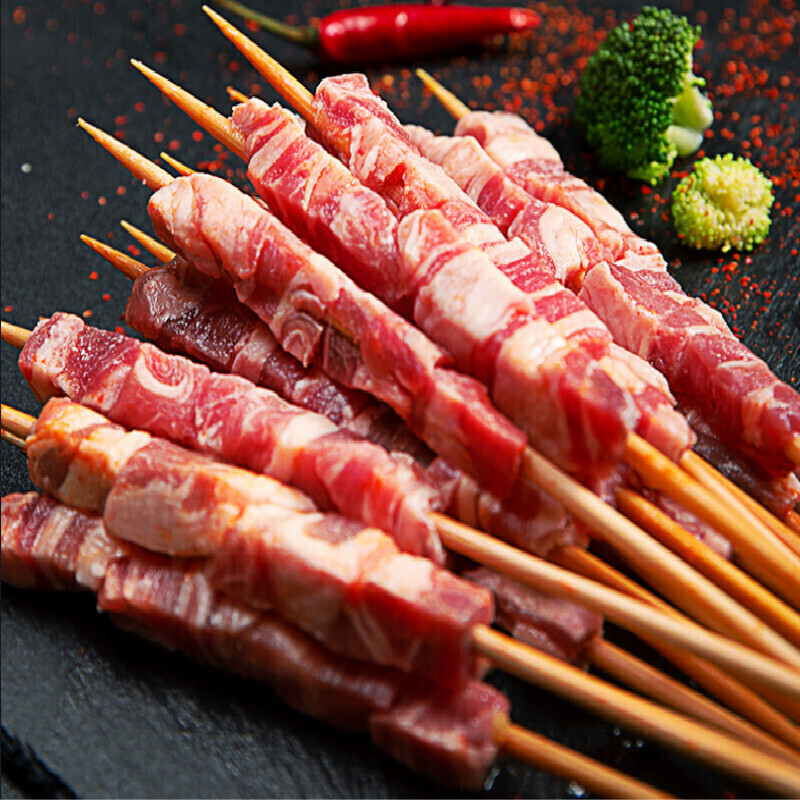 烤串半成品羊肉串烧烤串串新鲜5-6人肉串食材家用烤肉套餐 烧烤五花肉