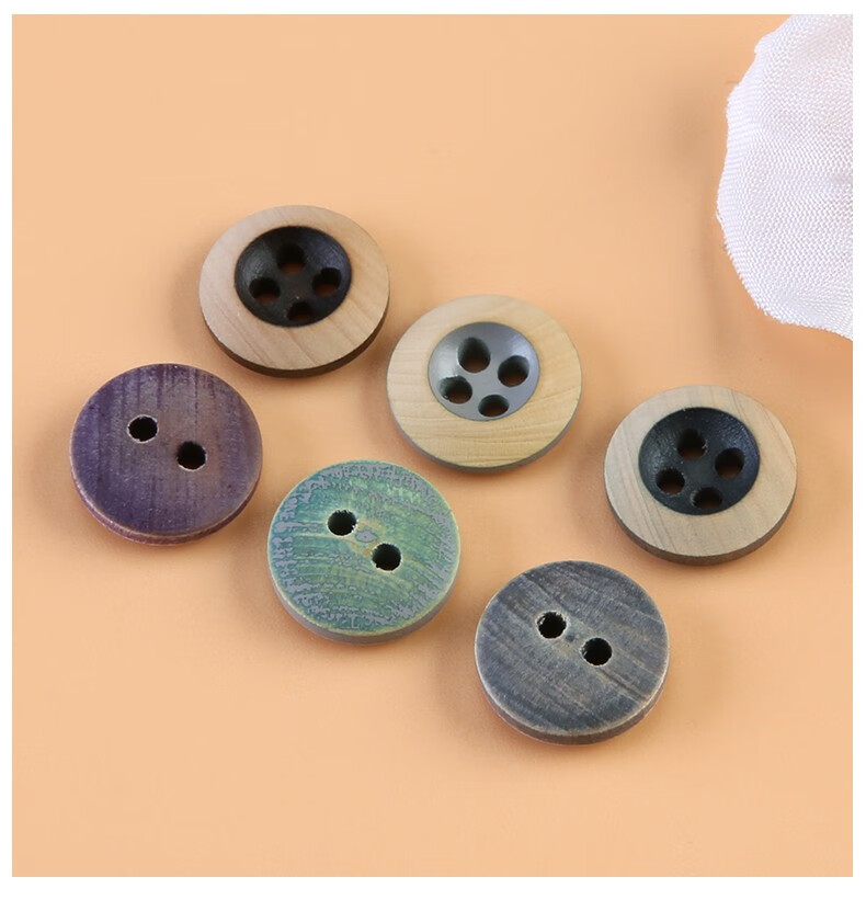 时尚女衬衫纽扣衣服袖口小香风装饰扣子高档开衫毛衣木质圆形钮扣灰绿