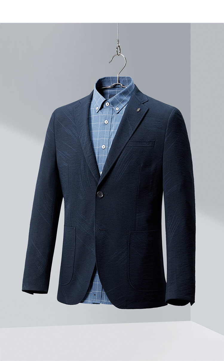 hla海澜之家时尚花纹休闲西服2020春季新品修身挺括单西男hwxad1q012a