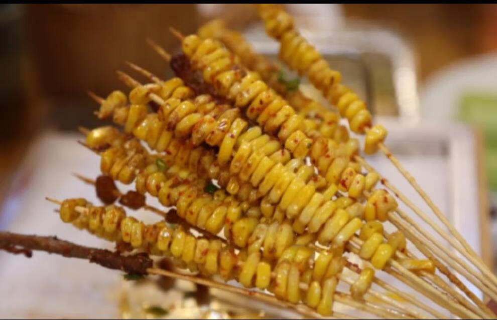 嗑嗑龙 铁板烧烤油炸玉米粒 速冻甜糯玉米粒小串手把苞米粒串铁板烧烤