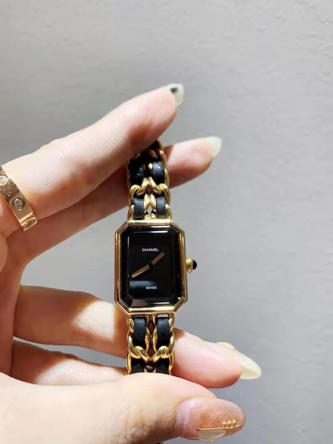 二手95新香奈儿chanepremiere系列石英女表方糖黑金女士腕表l号m号s号