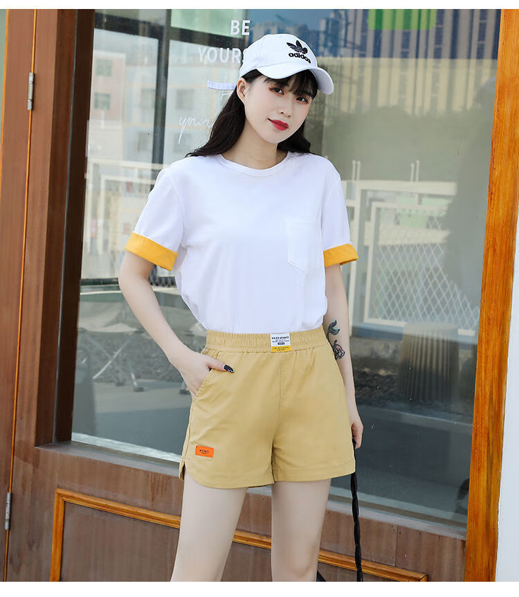 ache lips 中学生中考体育短裤女生体考运动裤白色运动短裤女夏宽松