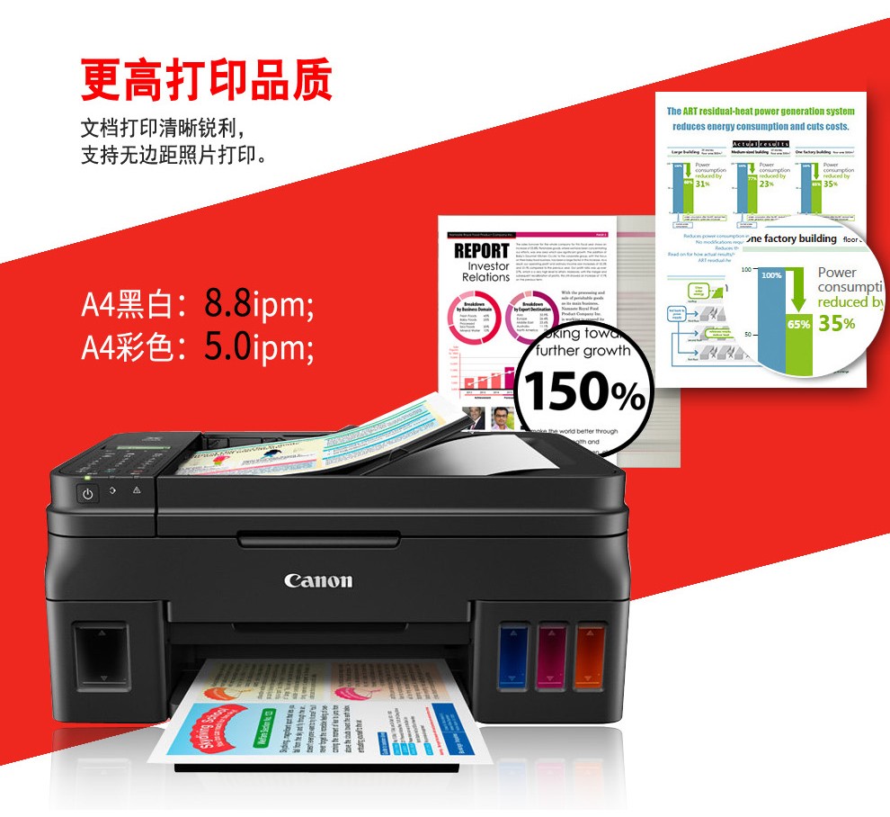 慧采佳能g181028104810家用商用办公彩色照片连供打印机复印扫描一体