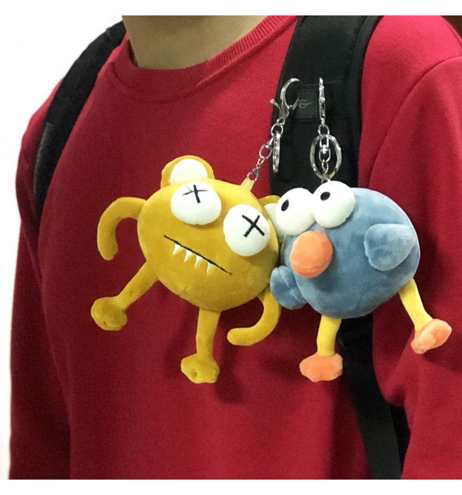 潮个性一对书包挂件丑萌毛绒公仔包包挂饰大眼睛布偶韩版xx眼毛绒挂件