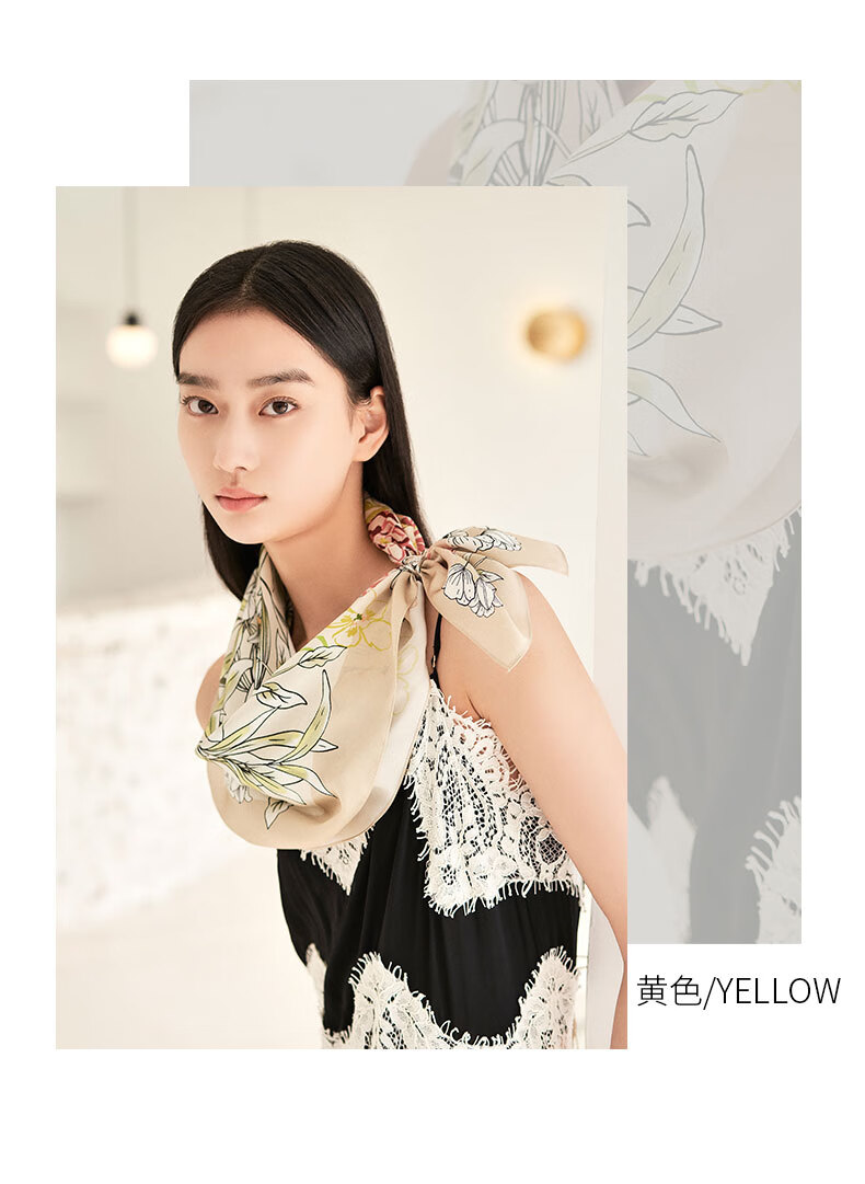 万事利wensli春季新品丝巾时尚女小领巾100桑蚕丝小丝巾中方巾陌上
