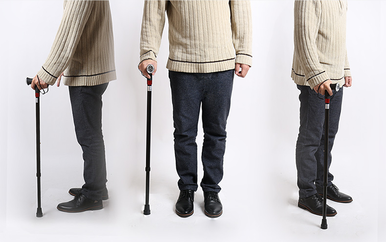 【药房直售】雅德 拐杖 老人加厚铝合金单脚拐棍老年手杖伸缩带灯带