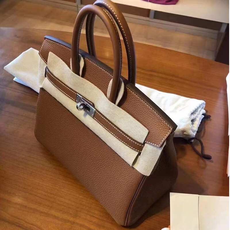 尚品城hermes爱马仕女包 birkin bk25cm金棕色双手柄手拎包 金棕色