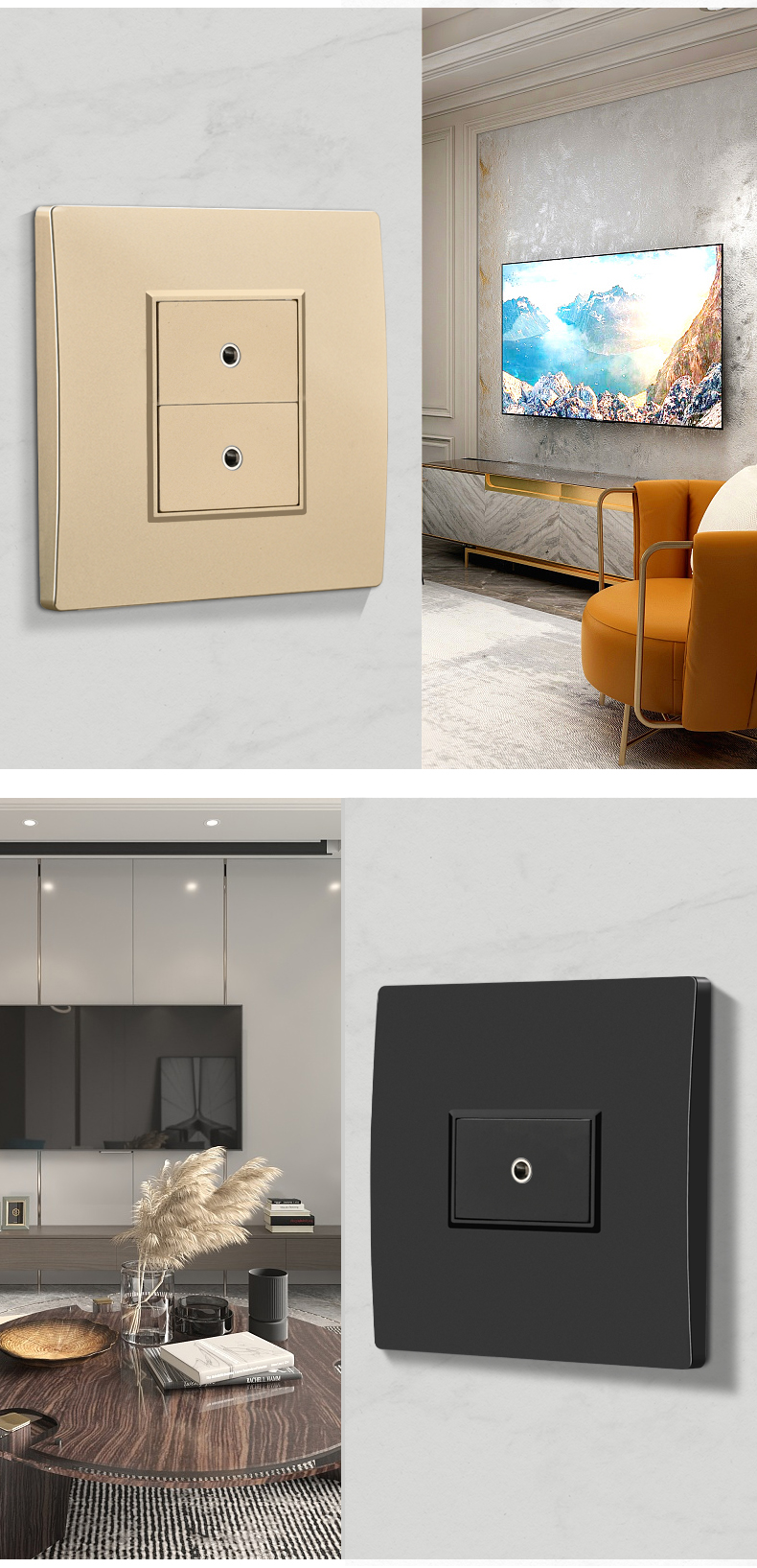 5mm耳机音频插座面板电脑多媒体单双孔耳麦直插免焊接 二位耳机音频免