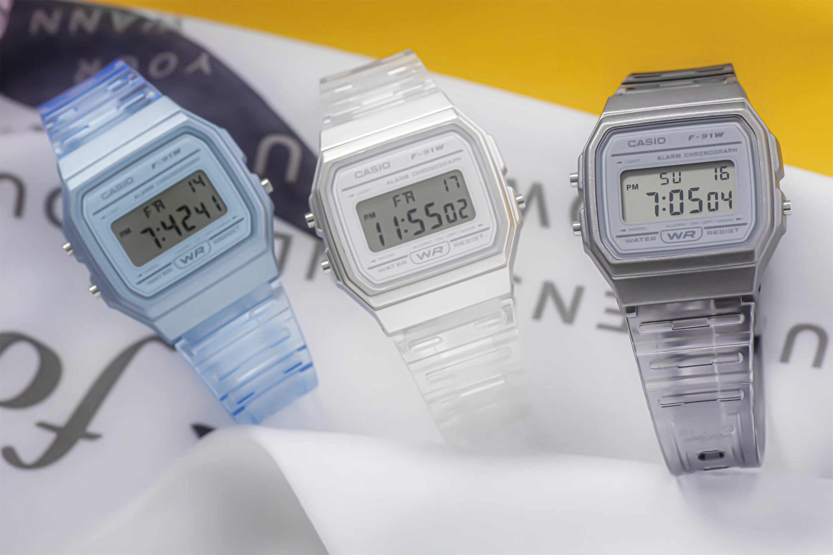 小米星 卡西欧手表表带适配f91w casio果冻透明表带复古小方块学生