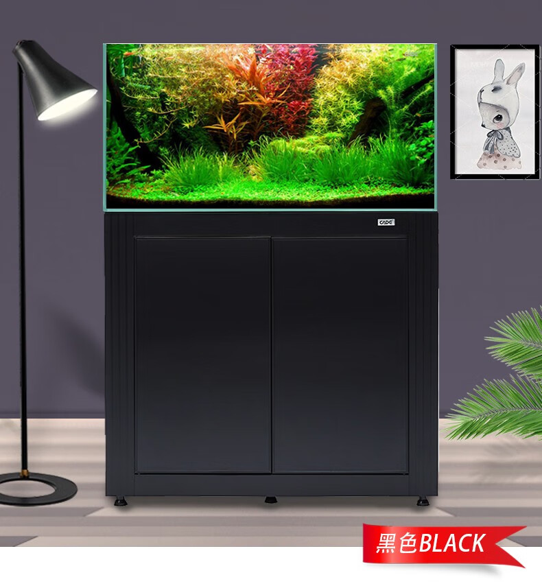 水族箱草缸金鱼鱼缸 白色/黑色(两色) cb900-1(900*500*500)带底柜