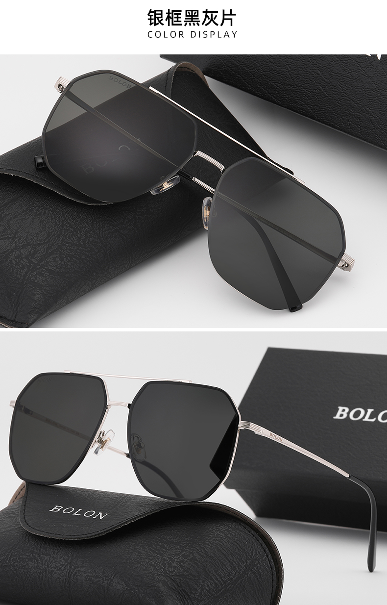 2022新款暴龙太阳镜男偏光开车驾驶眼镜女蛤蟆镜墨镜潮牌7116金框黑灰