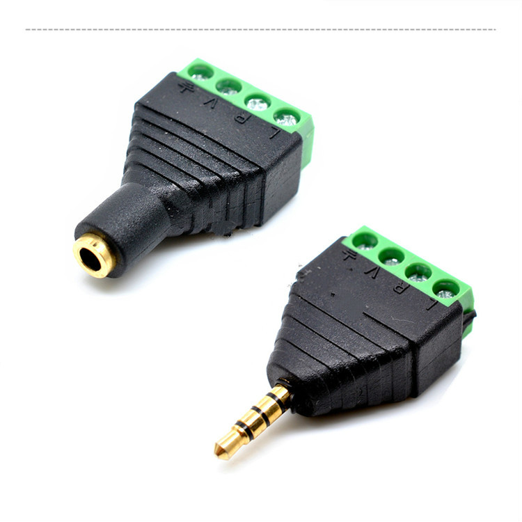 3.5/2.5立体声插头座 螺丝接线/带端子 音频3/4节免焊接 3.