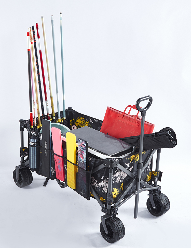 钓鱼拉杆车黑坑专用战车可折叠渔具小拉车户外手拉车大号野营 加宽轮