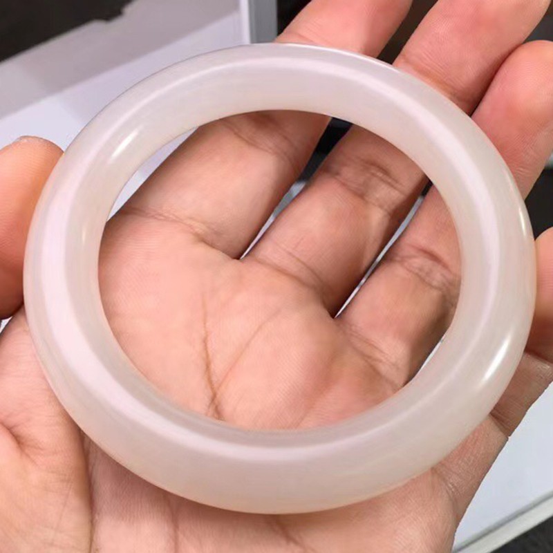 5*11mm 和田白玉女士玉镯子玉石玉器温润细腻手镯【图片 价格 品牌