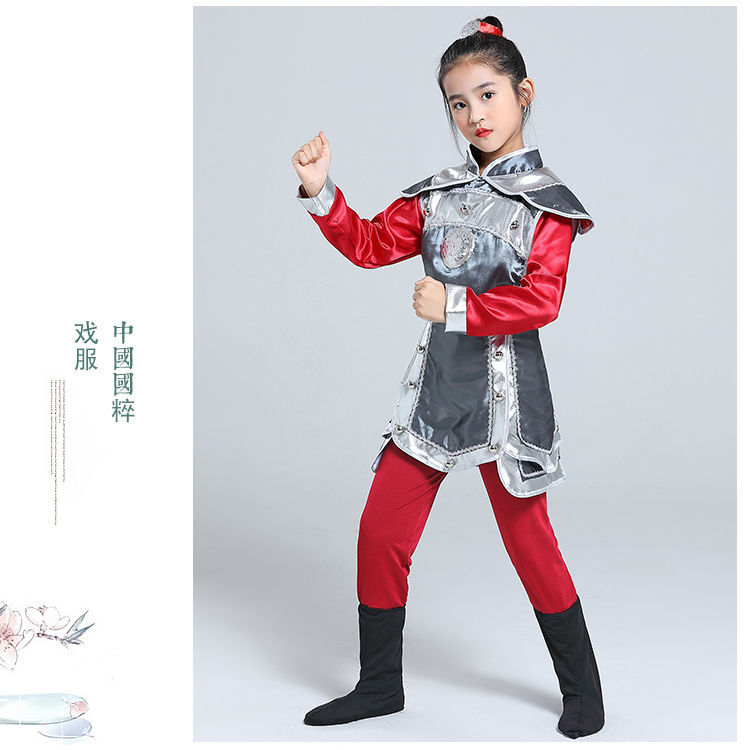 服装表演服儿童古装唐装花木兰服装儿童表演古代cosplay木兰舞蹈服110