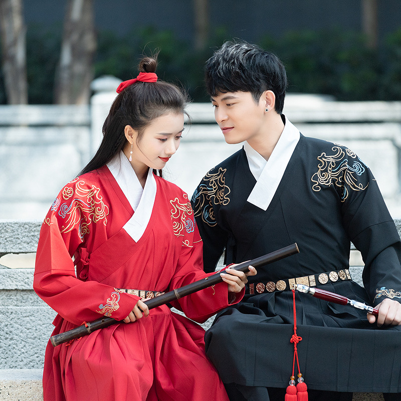 锦衣卫汉服男装飞鱼服交领长袍传统绣花大码情侣武侠风古装表演服