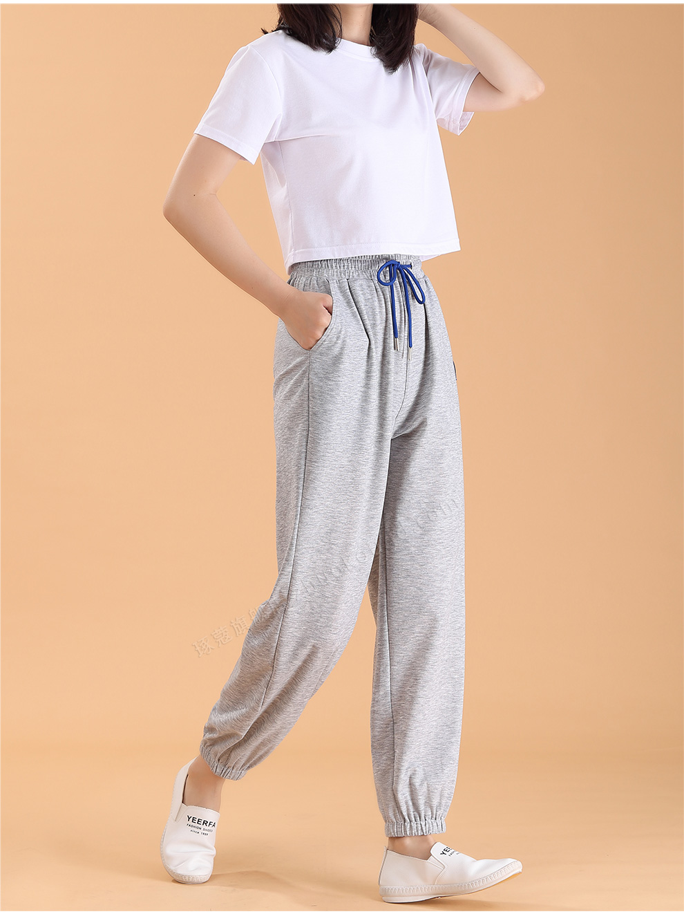 琢蔲3616春夏新款休闲裤女式运动裤夏季薄款束脚裤灯笼裤时尚女装中