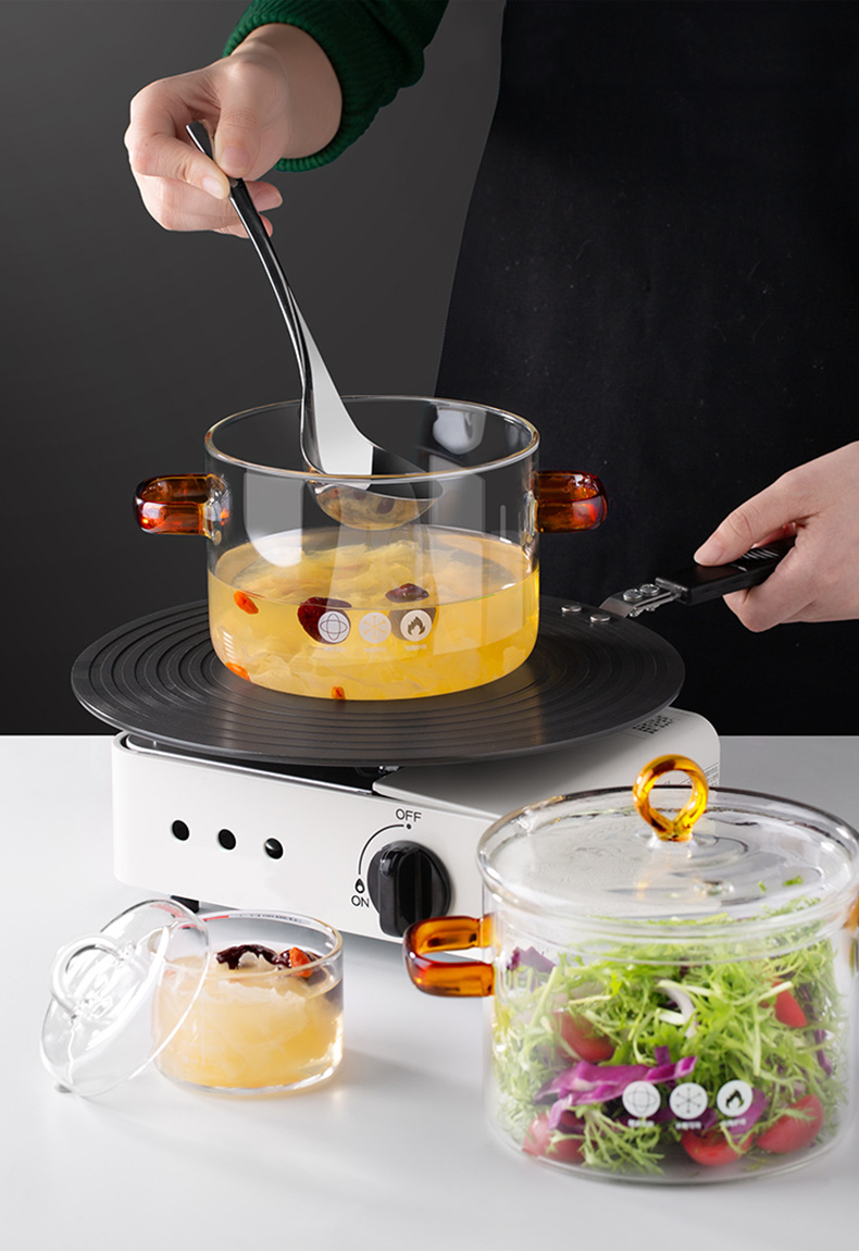 煲汤家用透明煮锅炖盅明火耐高温小汤锅盅炖碗高硼硅玻璃炖盅750ml