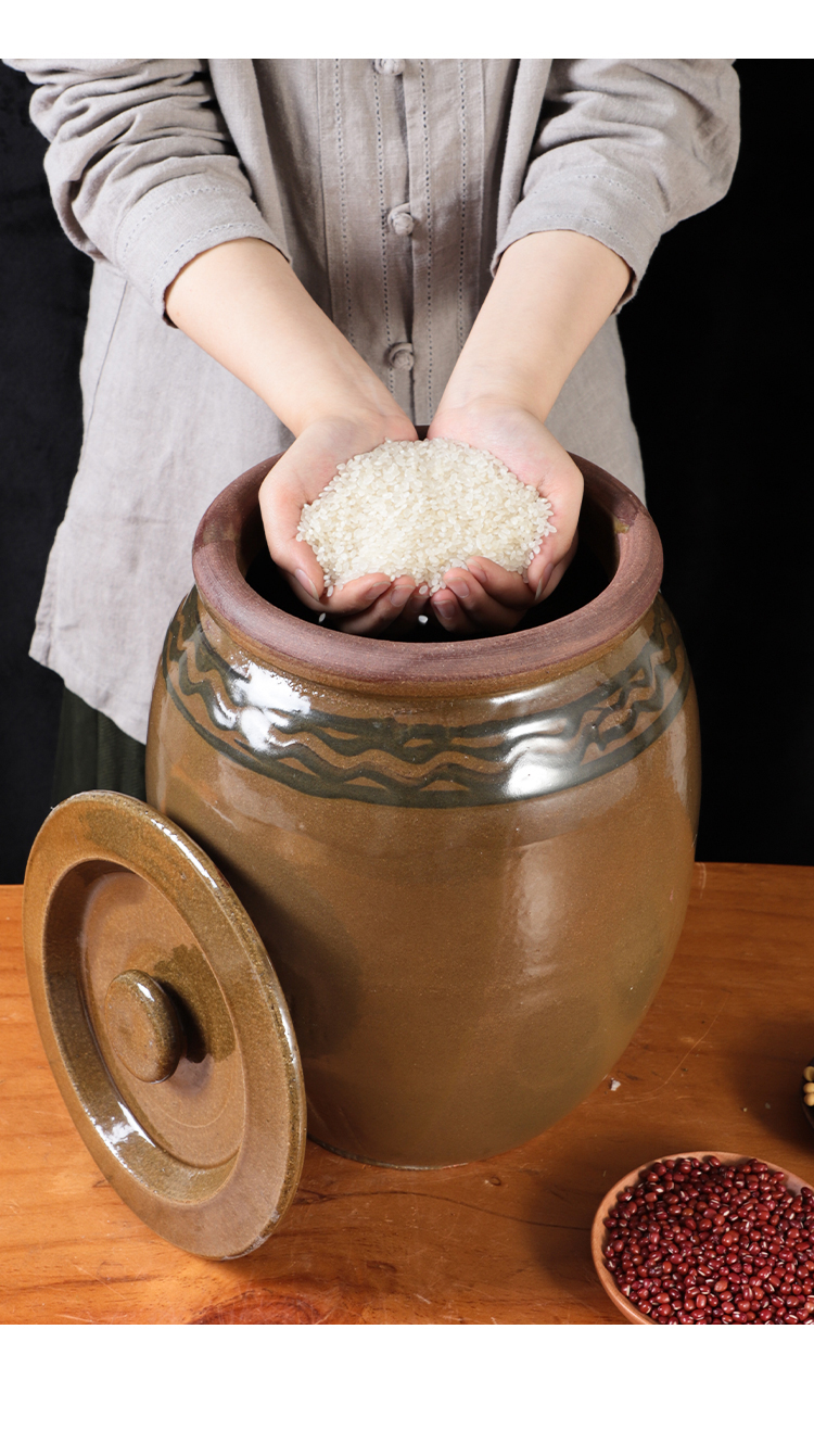 猪油罐子家用腌菜缸带盖老式坛子厨房腌咸菜缸做酱加厚土陶瓷米缸