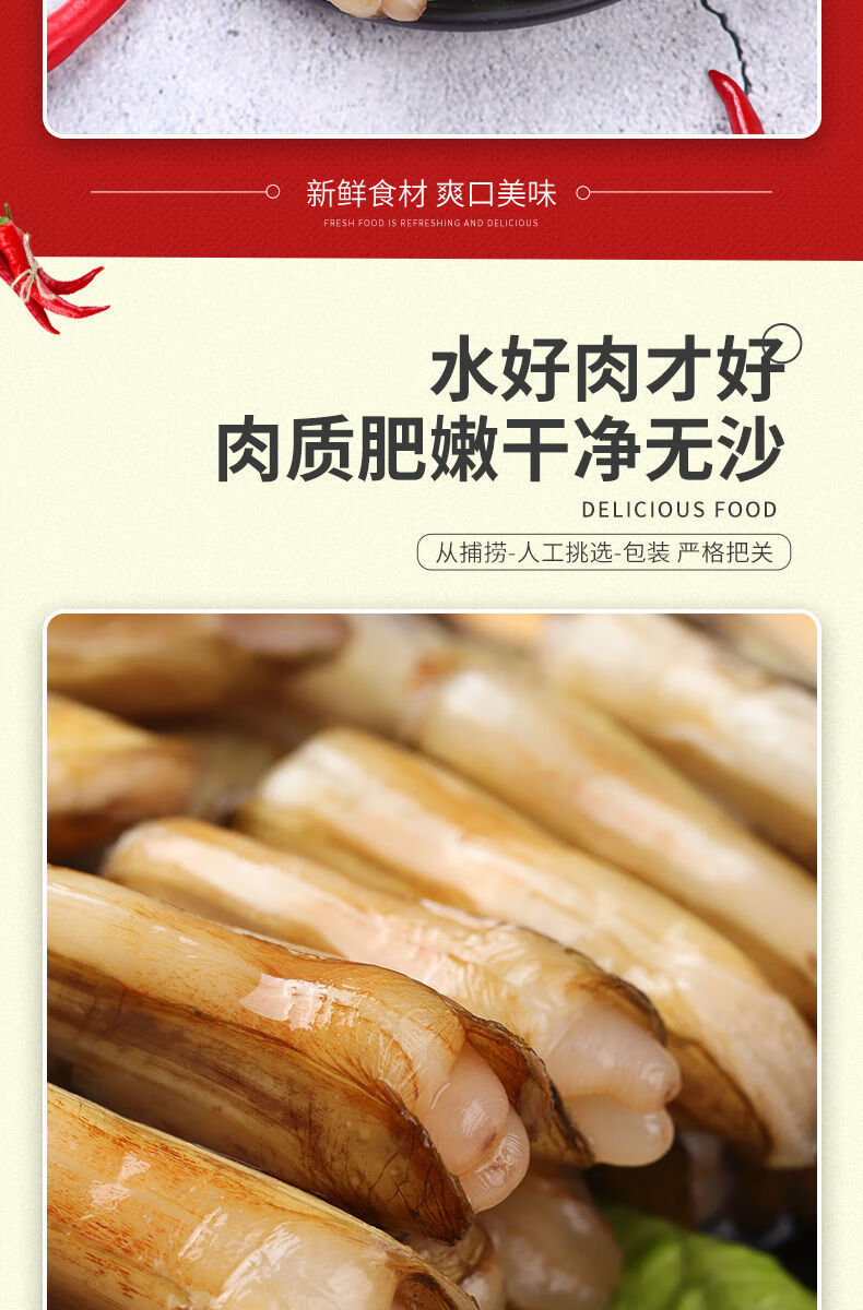 鲜活蛏王海蛏新鲜纯野生海鲜天然无污染大蛏竹节蛏笔杆蛏鲜活蛏子海水
