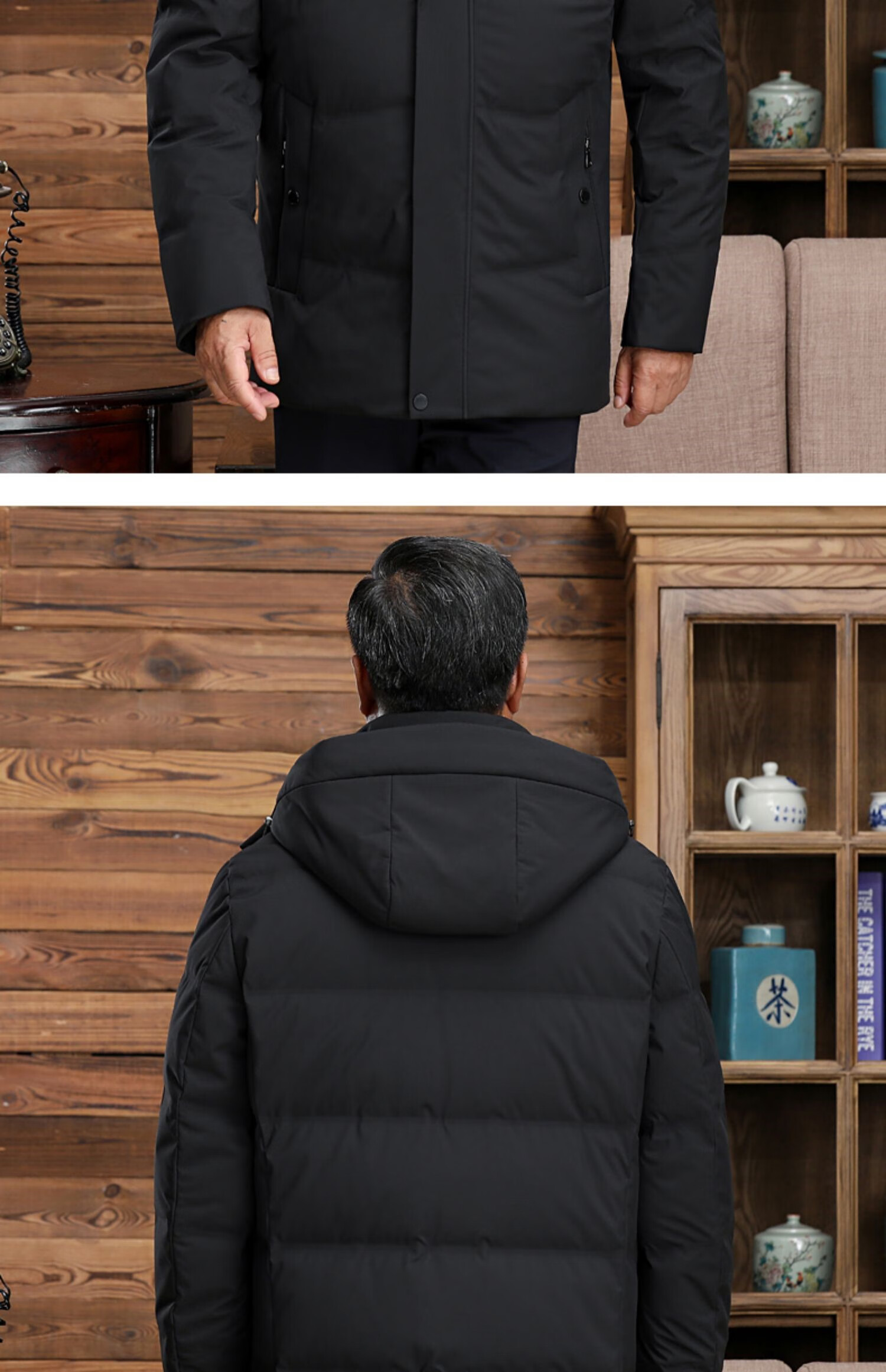 梦特娇官方旗舰店2022冬装男羽绒服加厚连帽中年爸爸装保暖可脱帽爸爸