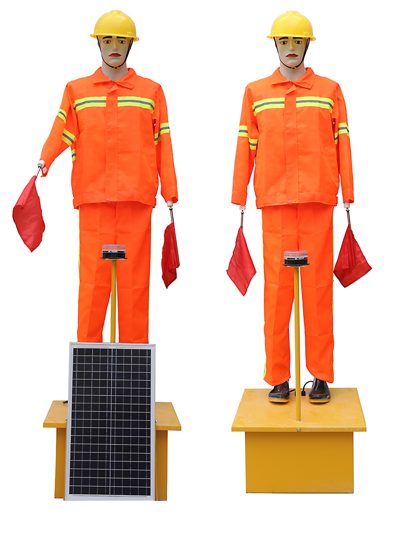 太阳能仿真交通指挥员假人高速公路施工摇旗安全员道路保通机器人