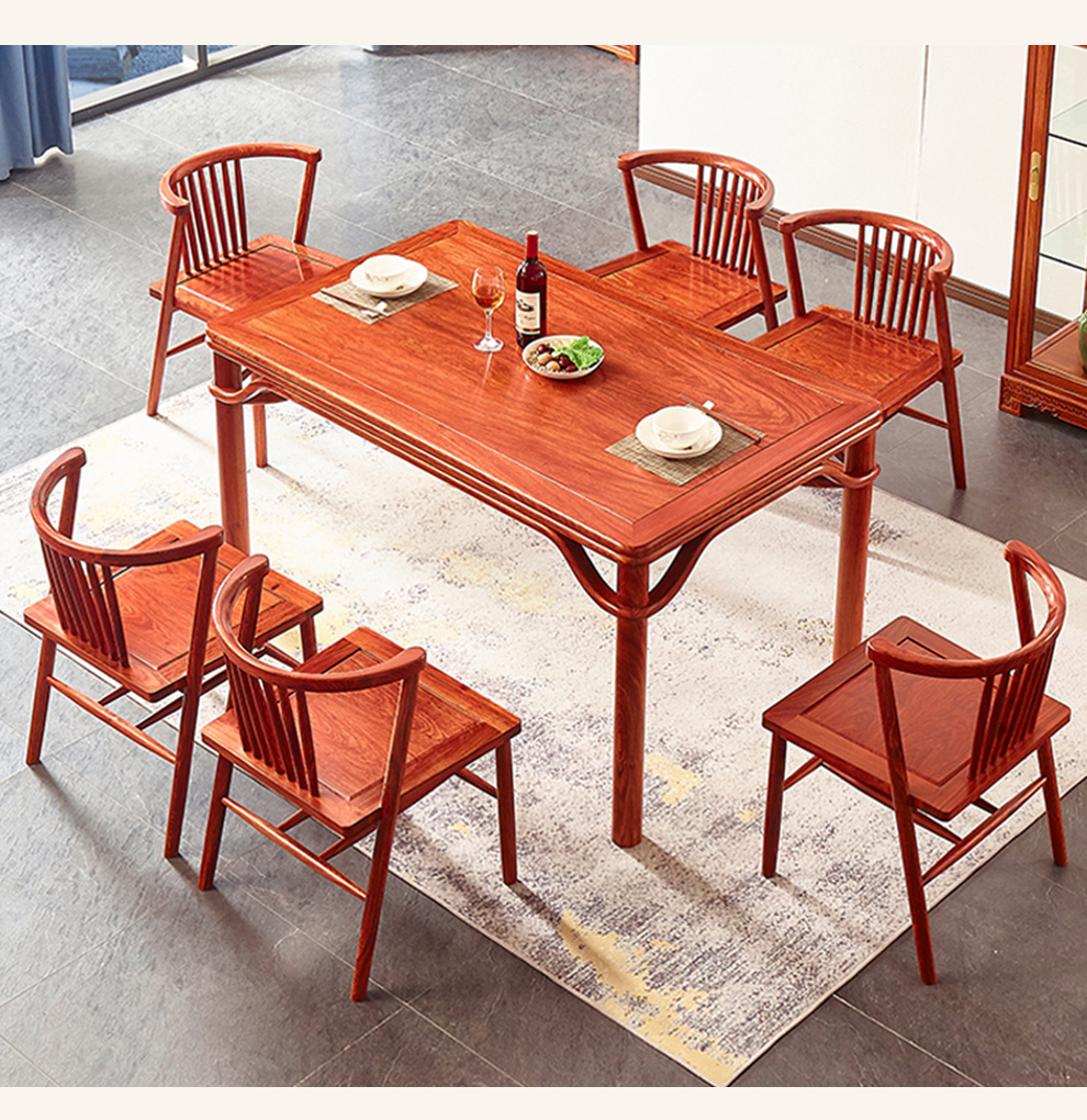 【保价双11】曦世 红木家具非洲花梨(学名:刺猬紫檀)实木餐桌 方型餐