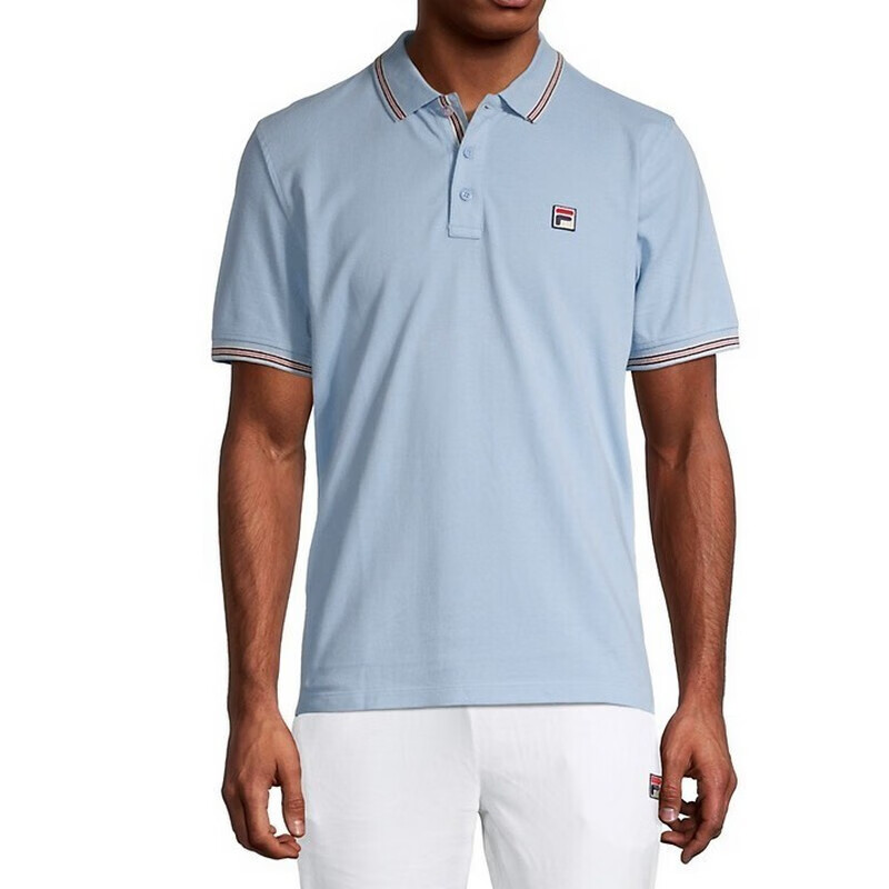 斐乐(fila)男polo衫轻质条纹刺绣舒适套头合身商务休闲时尚简约