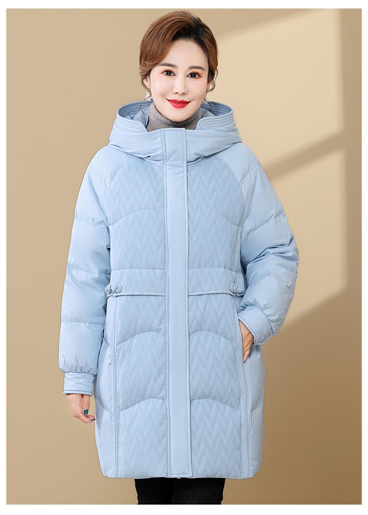 eynl 福太太中老年羽绒服女年轻妈妈冬装连帽40岁50中老年女装洋气大