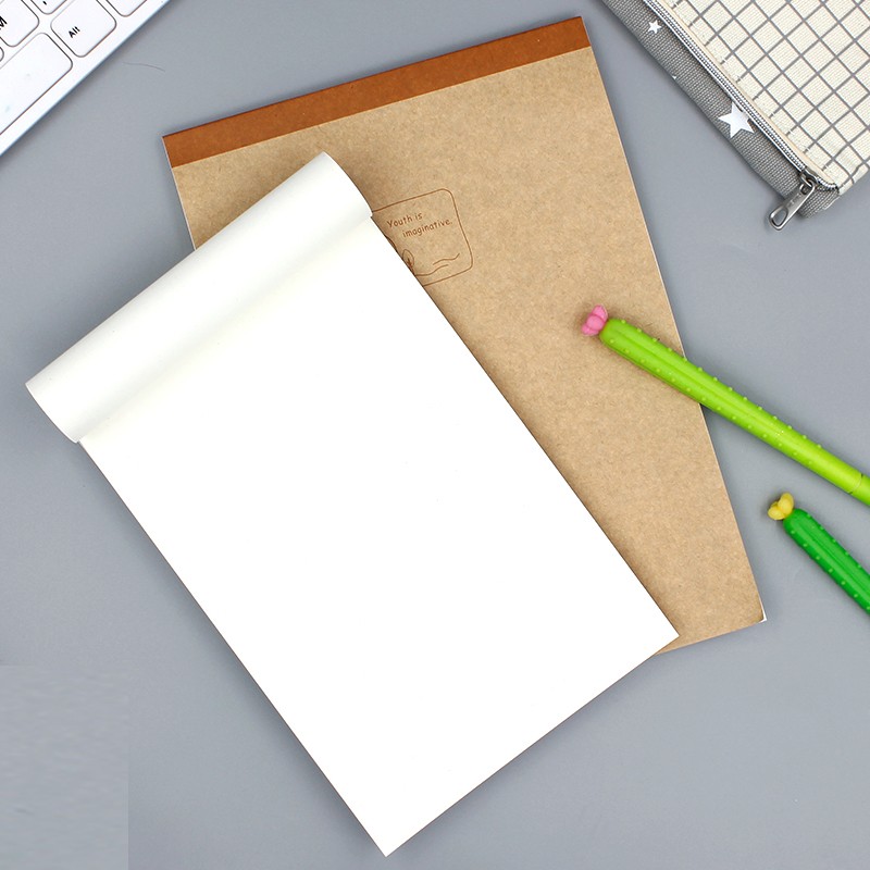 与同办公上翻拍纸本笔记本素色面空白内页计算本子草稿白纸本速写本