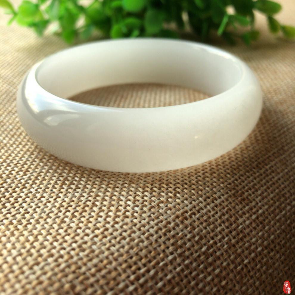 依惜 新疆和田玉羊脂玉手镯玉镯子新疆内蒙古阴山雪玉男女款 圈口59