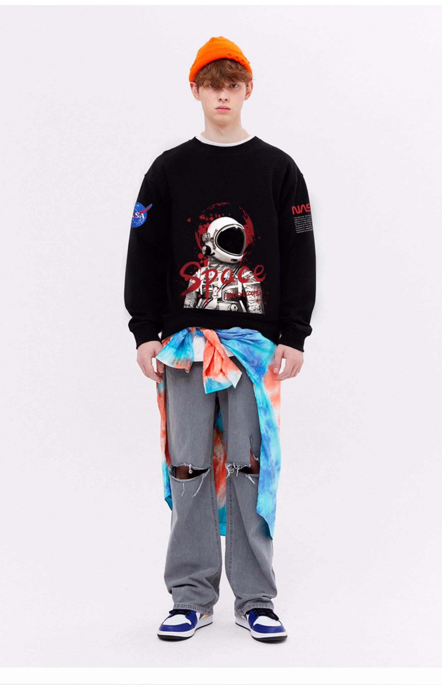 nasa太空宇航员卫衣宽松纯棉上衣官网旗舰店联名男潮流欧美风ins
