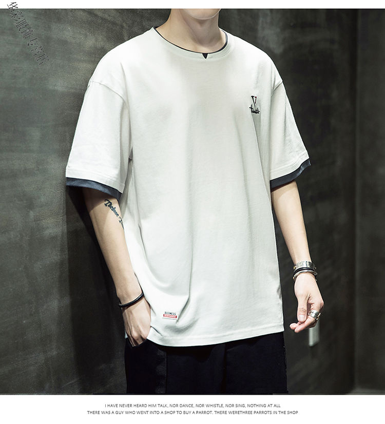 大学男生韩版透气潮牌衣服2020年夏季新款男士体恤男装半袖 黄色 2xl