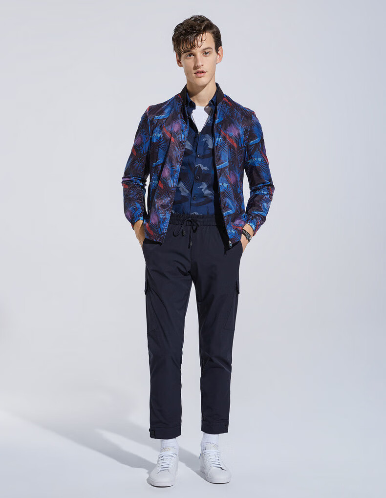 劲霸男装kboxing夹克男2020年春季新品时尚花型图案男士休闲棒球领