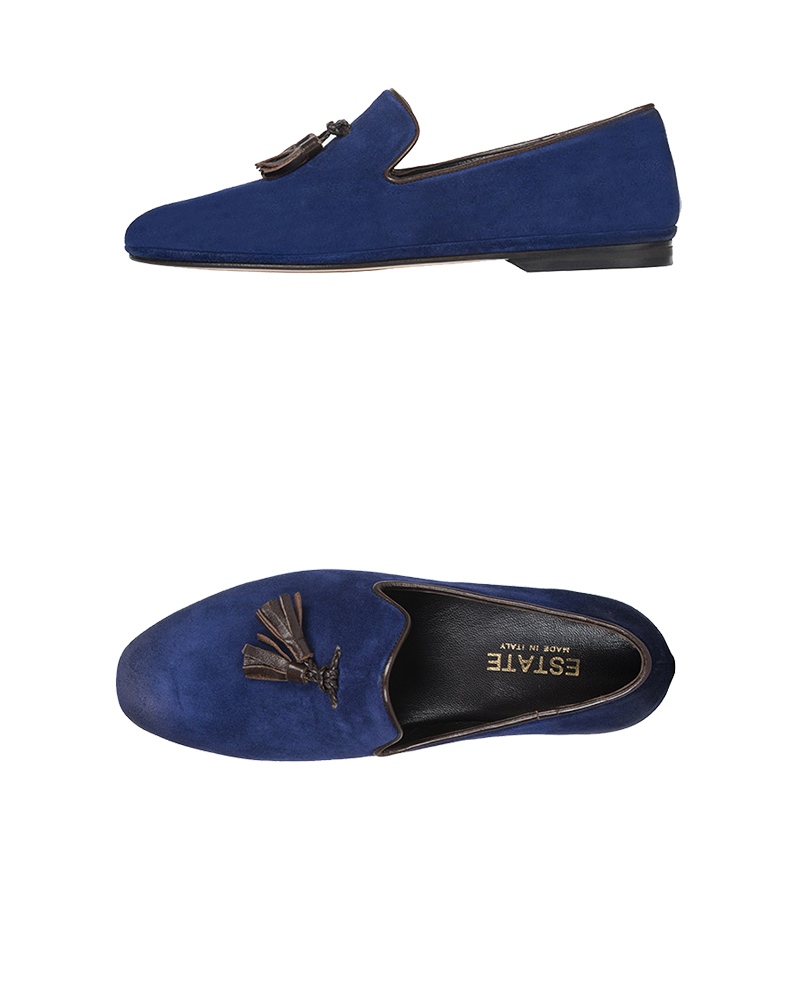 estate意大利进口头层牛皮家居鞋舒适男士乐福鞋xx4nt 蓝色 41【图片