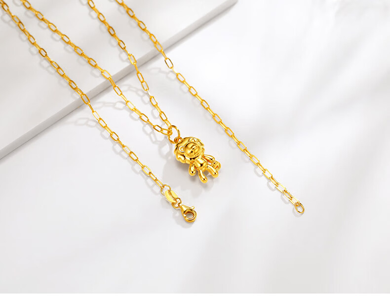 老凤凰同款黄金狮子吊坠 5d硬金ins风卡通呆萌狮挂坠亮面无氰小狮子