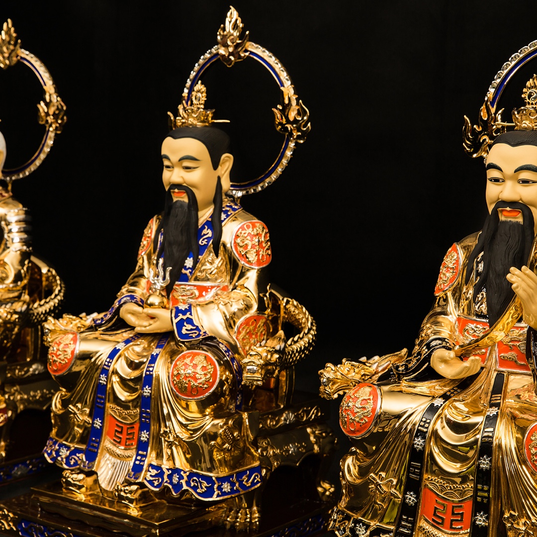 纯铜道教祖师三清道祖元始天尊太上老君灵宝道德天尊神像 元始天尊