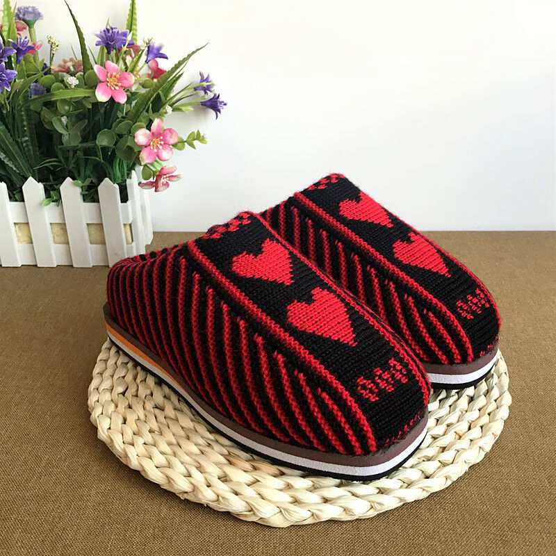 毛线拖鞋男冬季手工编织成品纯鞋拖鞋女儿童保暖耐磨居家棉鞋 咖啡和