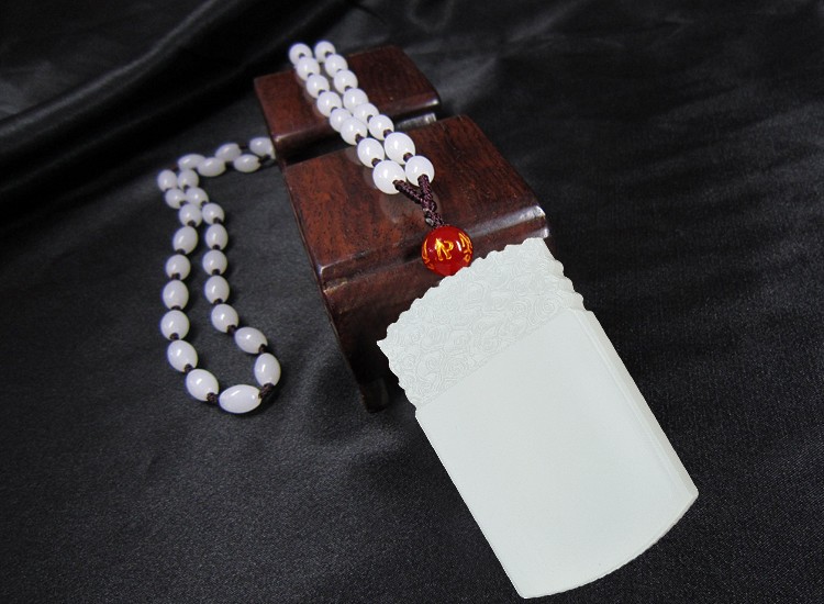 汉白玉平安无事牌玉吊坠男玉挂件男玉项坠男玉石玉坠玉挂坠配证书