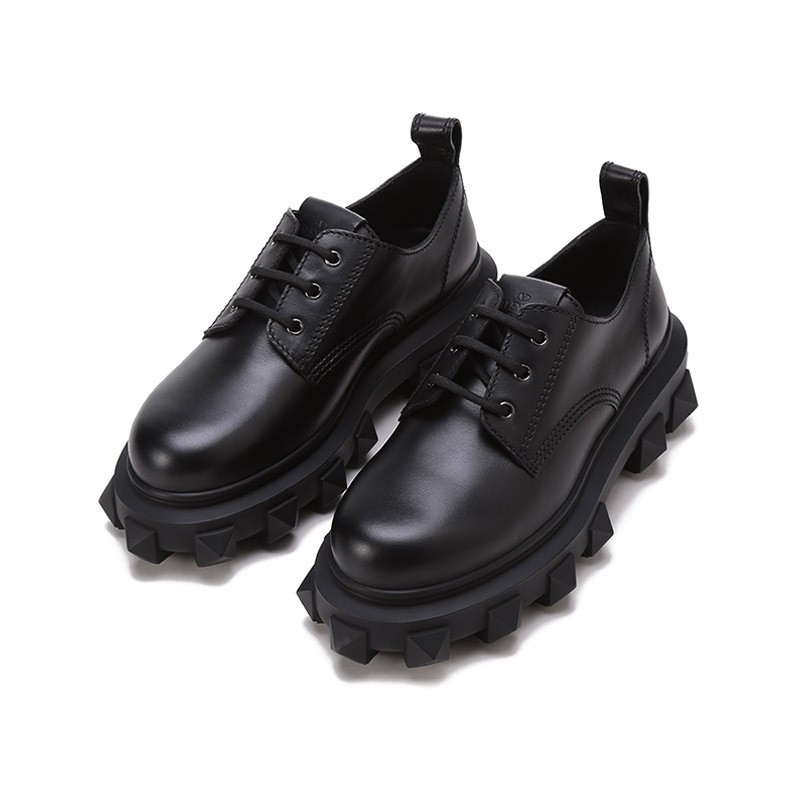 男鞋 华伦天奴 valentino 男士牛皮铆钉装饰系带皮鞋厚底鞋德比鞋 xy2