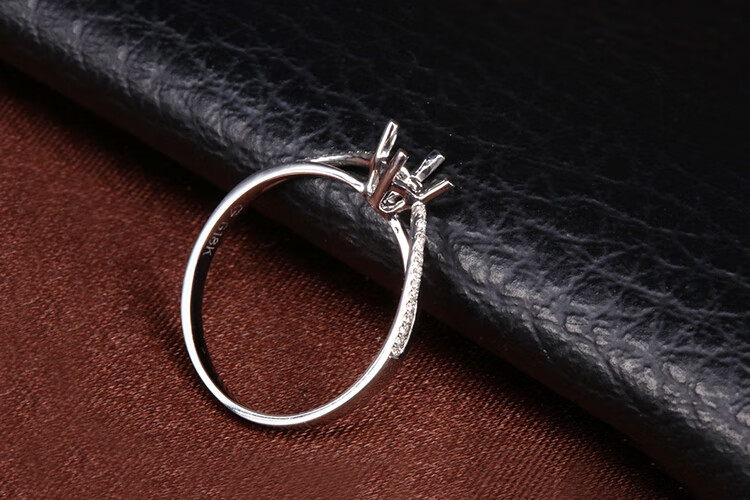 先恩尼白18k金钻石戒托经典四爪空托钻戒订婚结婚送女友求婚无主石空