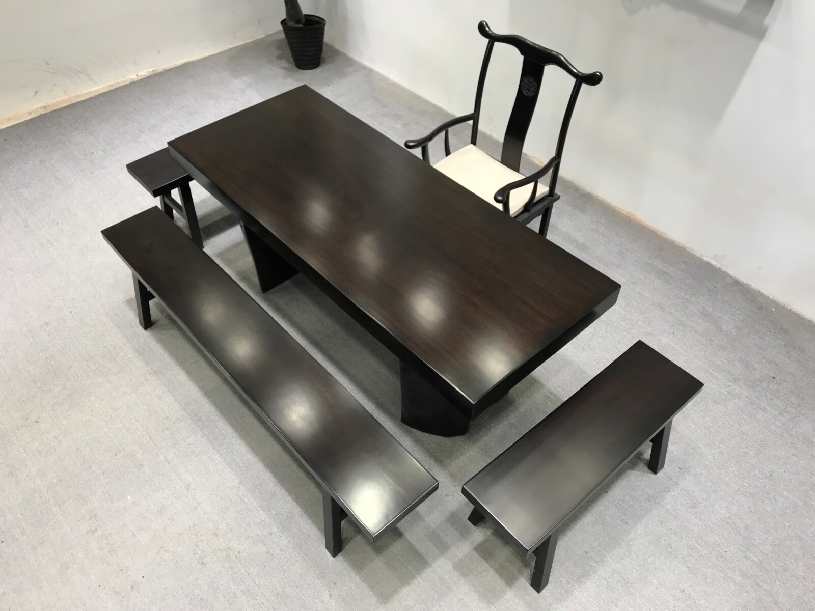 黑金檀实木大板桌黑色檀木茶桌巴花大板原木整板新中式奥坎大板简约