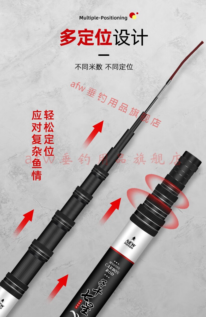 afw 进口鱼竿碳素定位钓鱼竿手杆超轻超硬台钓竿魔术竿鲫鲤鱼竿 5.