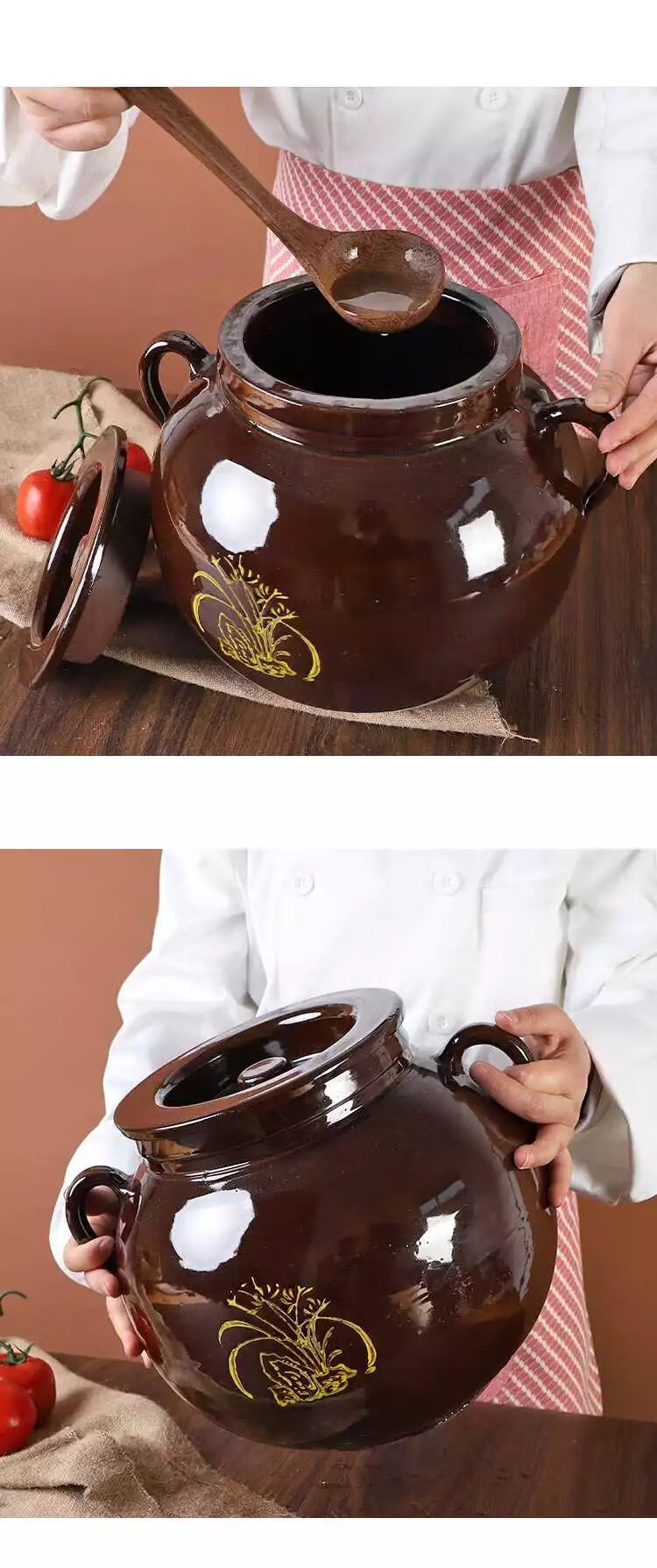 老式油罐子 装猪油罐子装菜油耐高温油罐厨房家用老式带盖密封土陶瓷