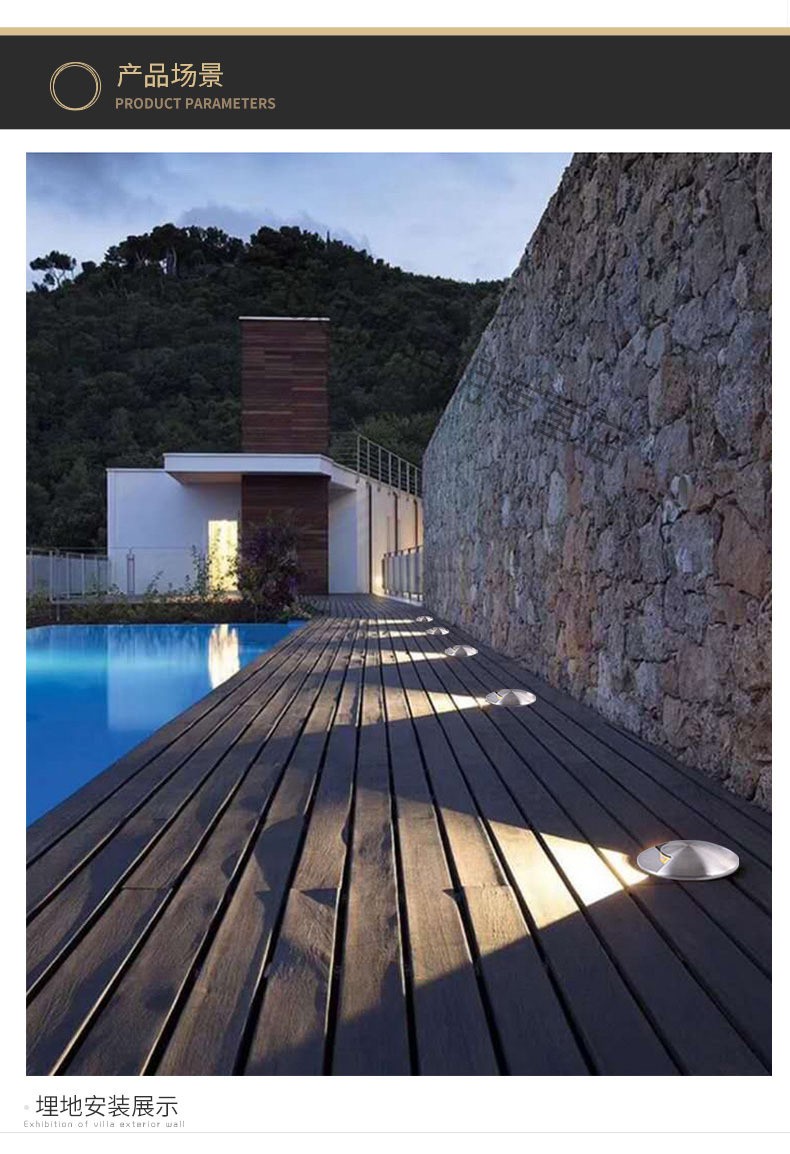 led侧光地埋灯1w3w龟背灯台阶灯户外防水不锈钢踏步灯透光埋地灯 62mm