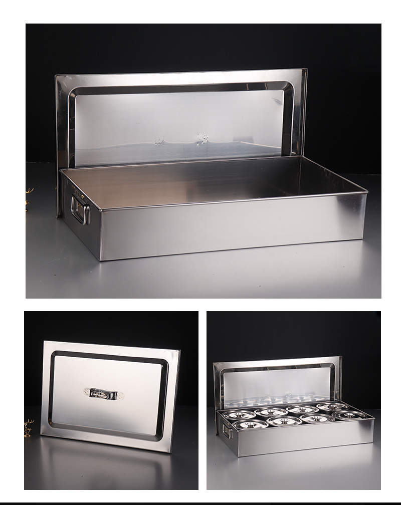 商用大号调料盒不锈钢调味组合套装食堂饭店酒店用品厨房佐料盒罐 6格