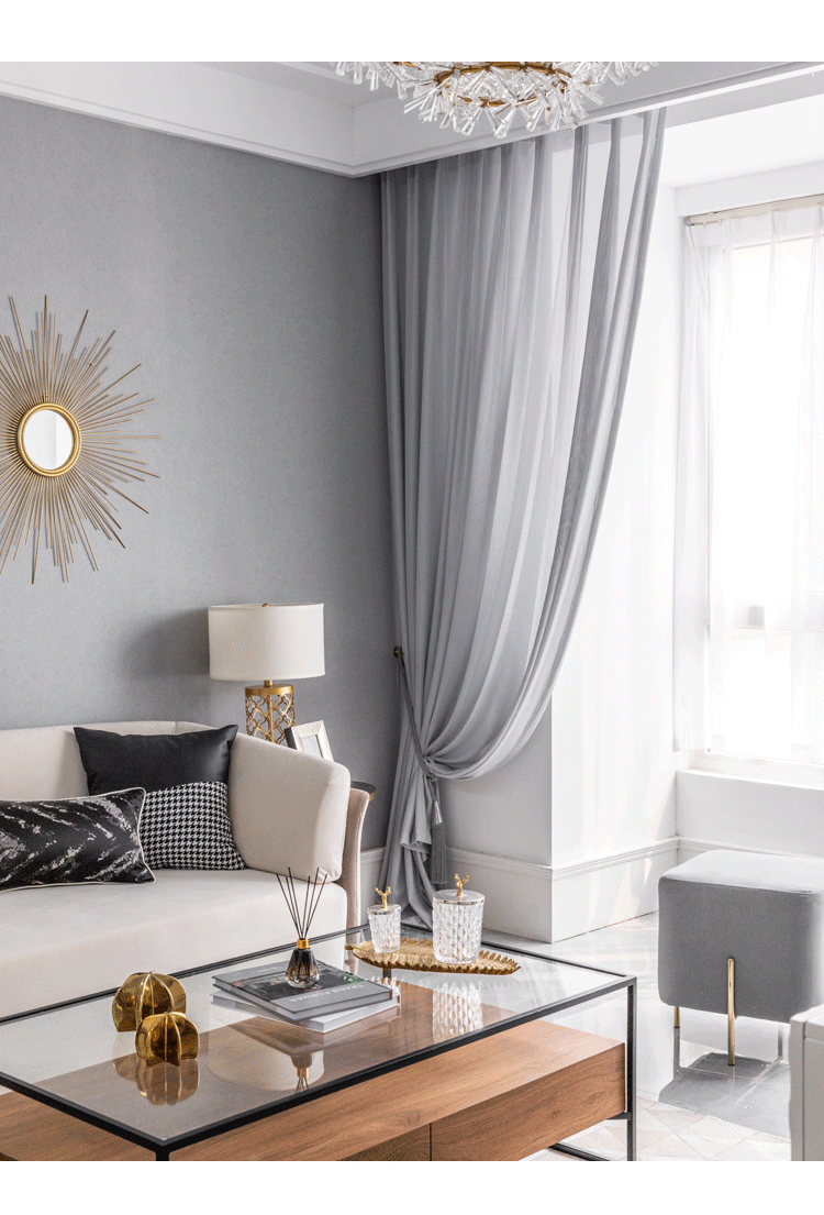 北欧几何鱼骨纹纱帘简约镂空窗帘客厅阳台白纱阳台书房飘窗成品定制